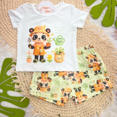 Conj Futura Bióloga Panda Off e Verde